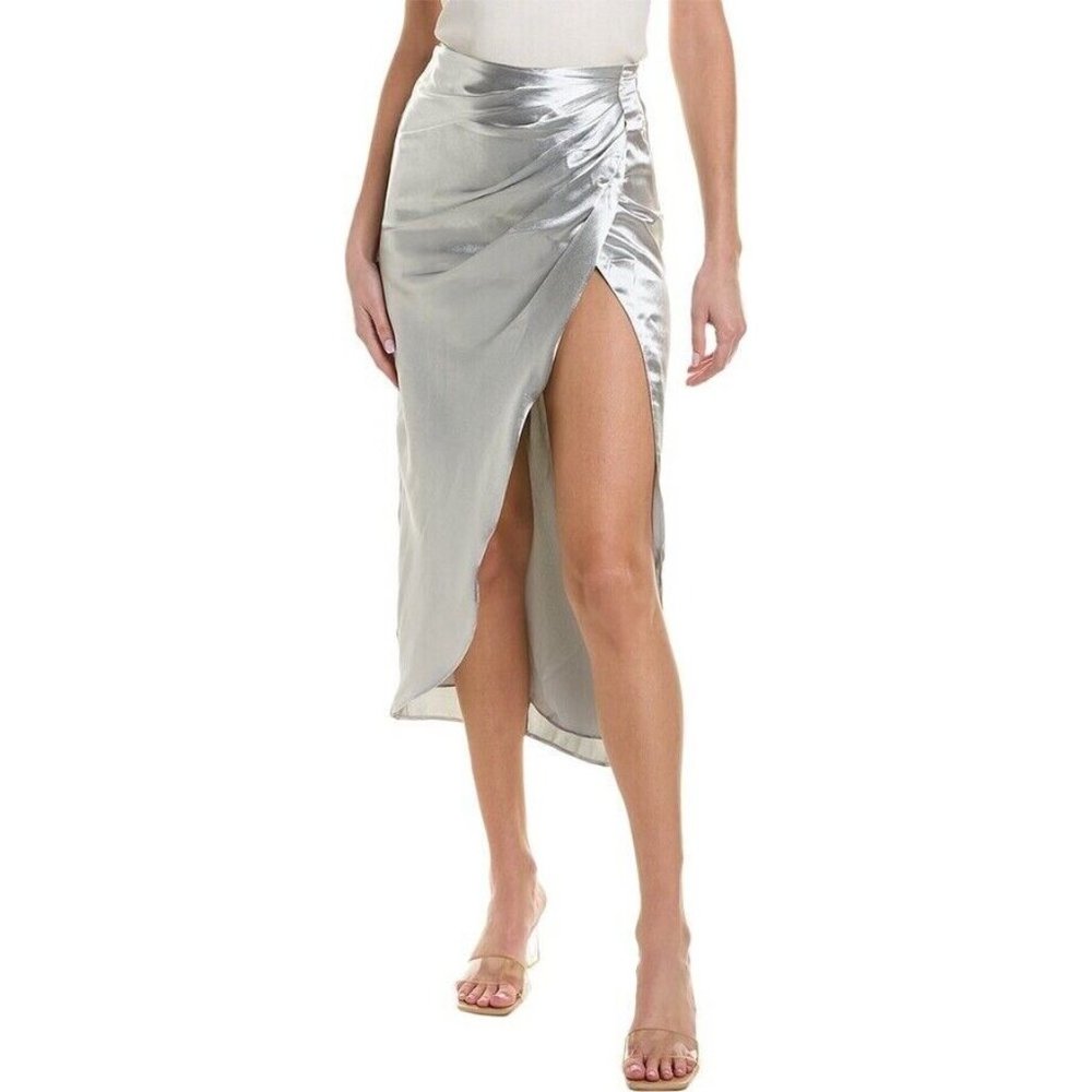 AIIFOS Orla Skirt Silver Metallic Midi